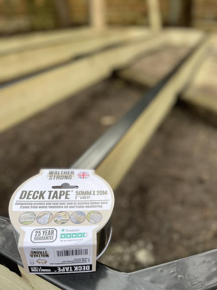 An image of decktape being used on a subframe.