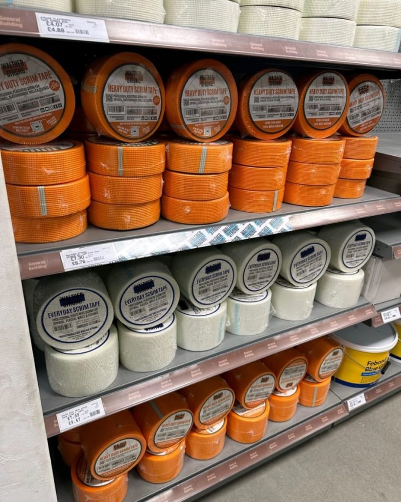 Travis Perkins stocking Walther Strong Scrim Tapes.